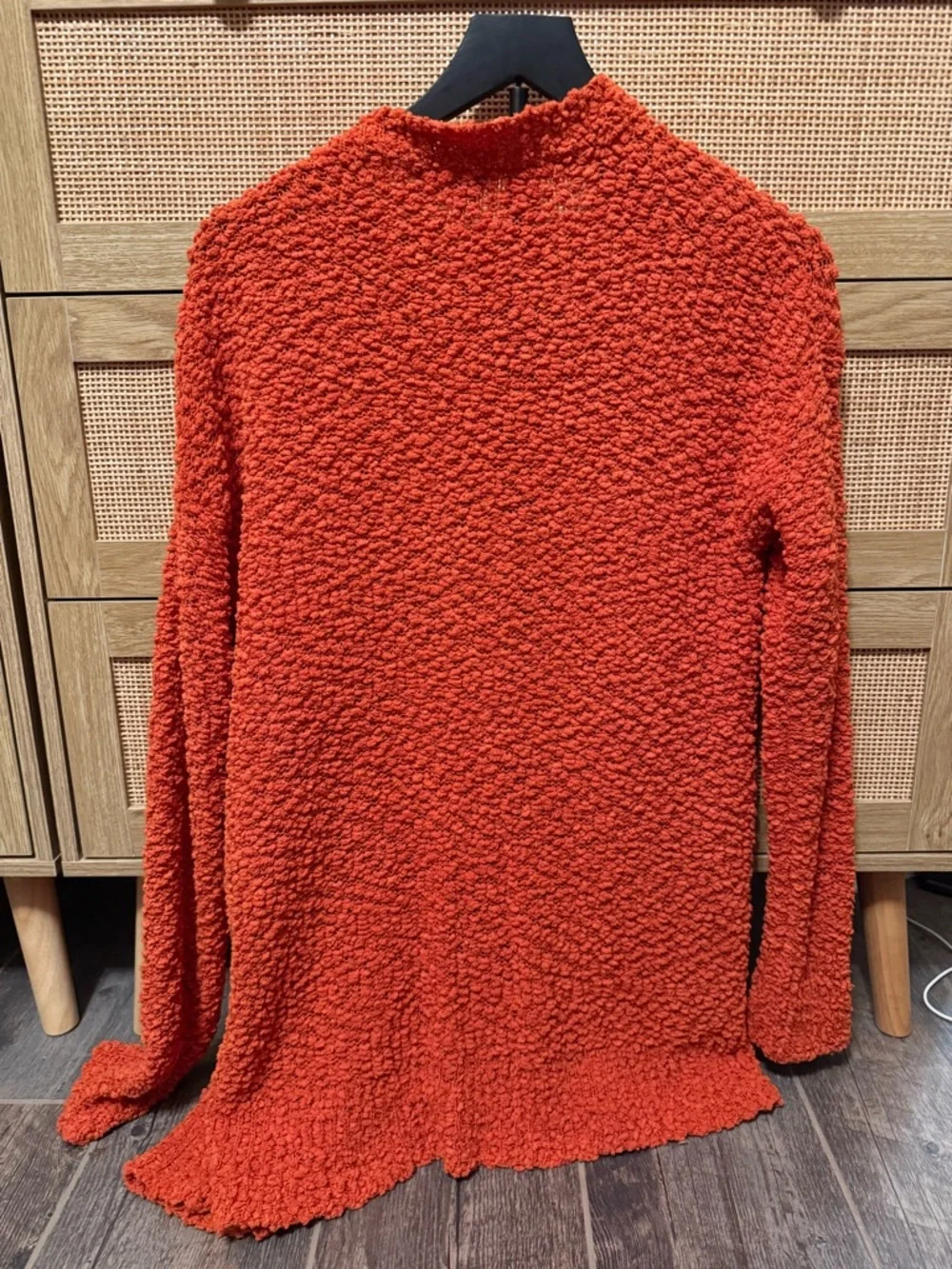 Rachel Textured Open-Front Cardigan in Bright Orange